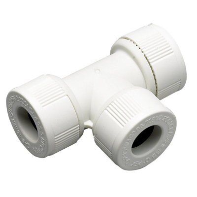 PE15/24 White Push-fit Equal Pipe tee