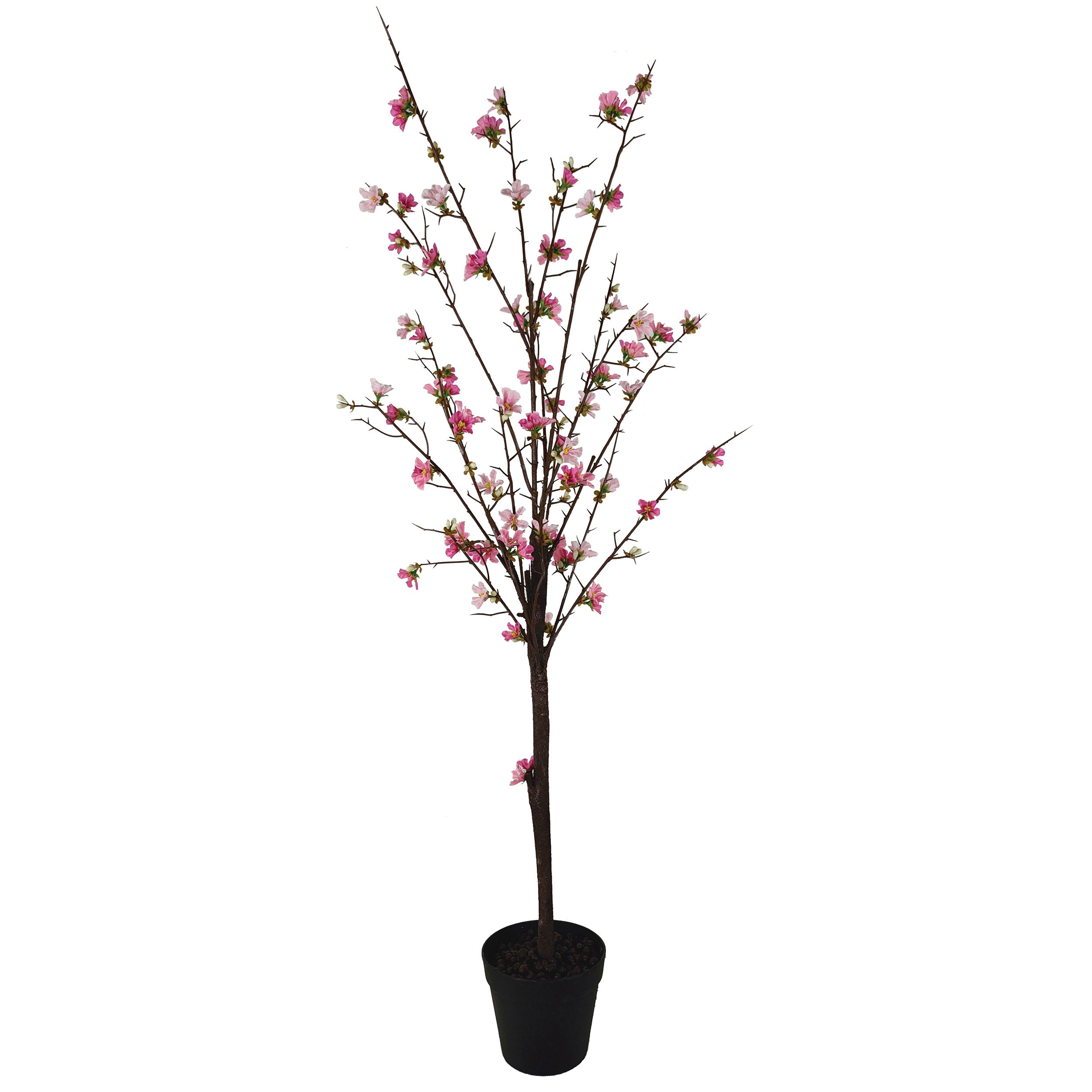 Peach 130cm Blossom tree Artificial plant in Black Plastic Pot