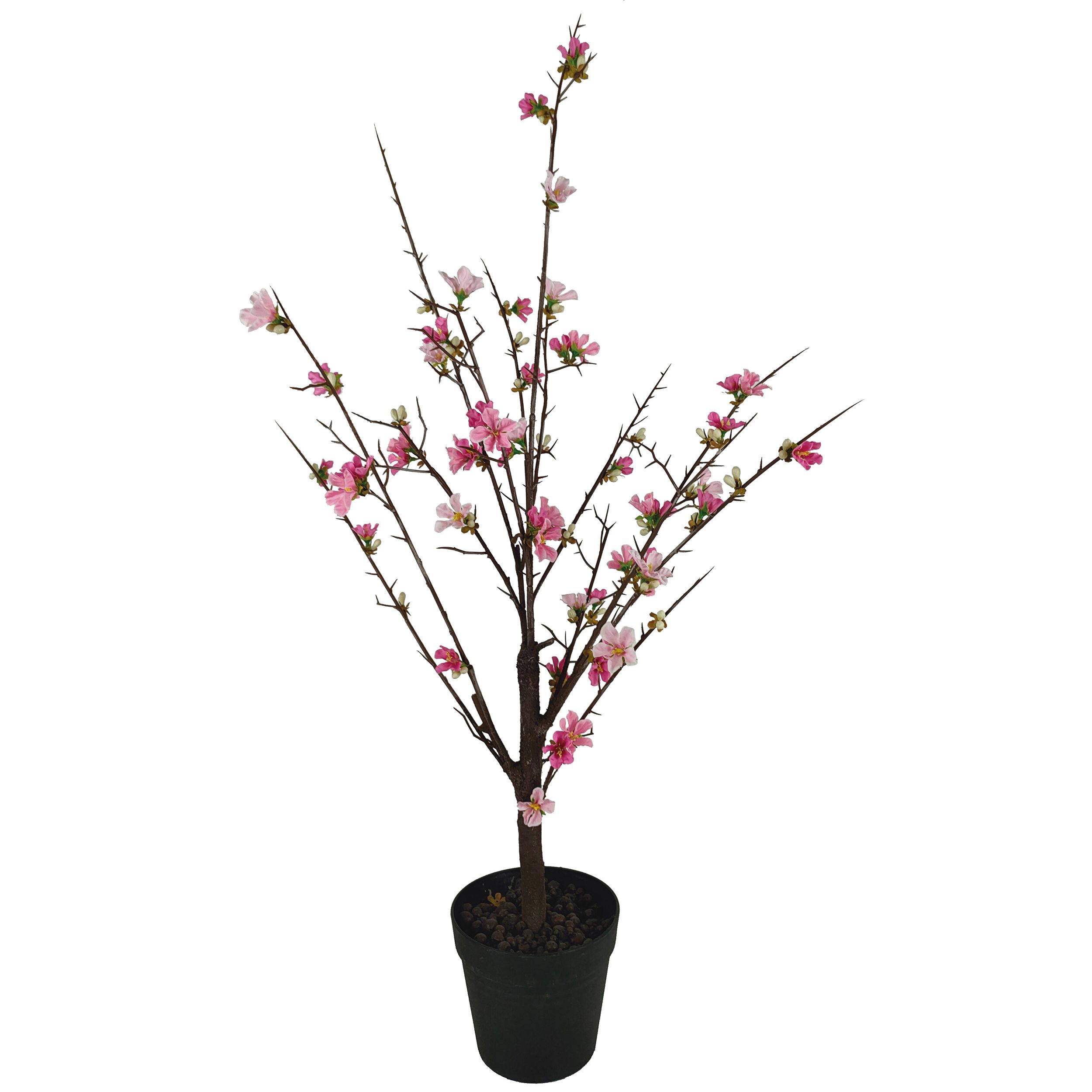 Peach 95cm Blossom tree Artificial plant in Black Plastic Pot