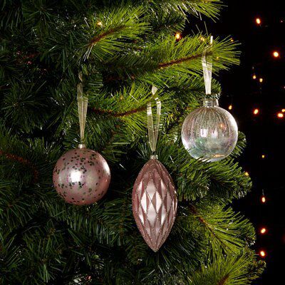 Peach Glitter effect Plastic Bauble