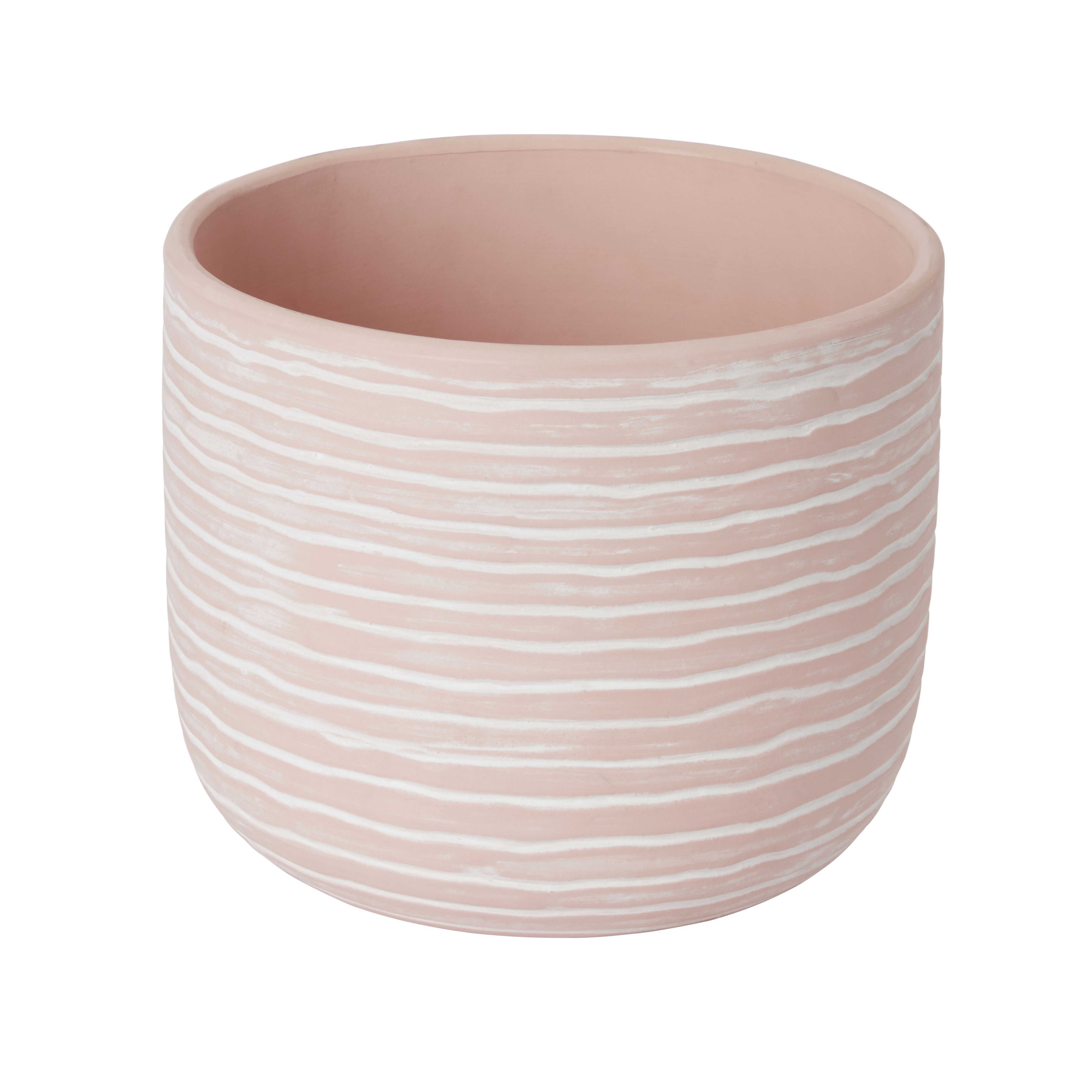 Peach whip Clay Striped Round Plant pot (Dia)20cm