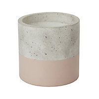 Peach whip Concrete Dipped Cylindrical Plant pot (Dia)14.1cm