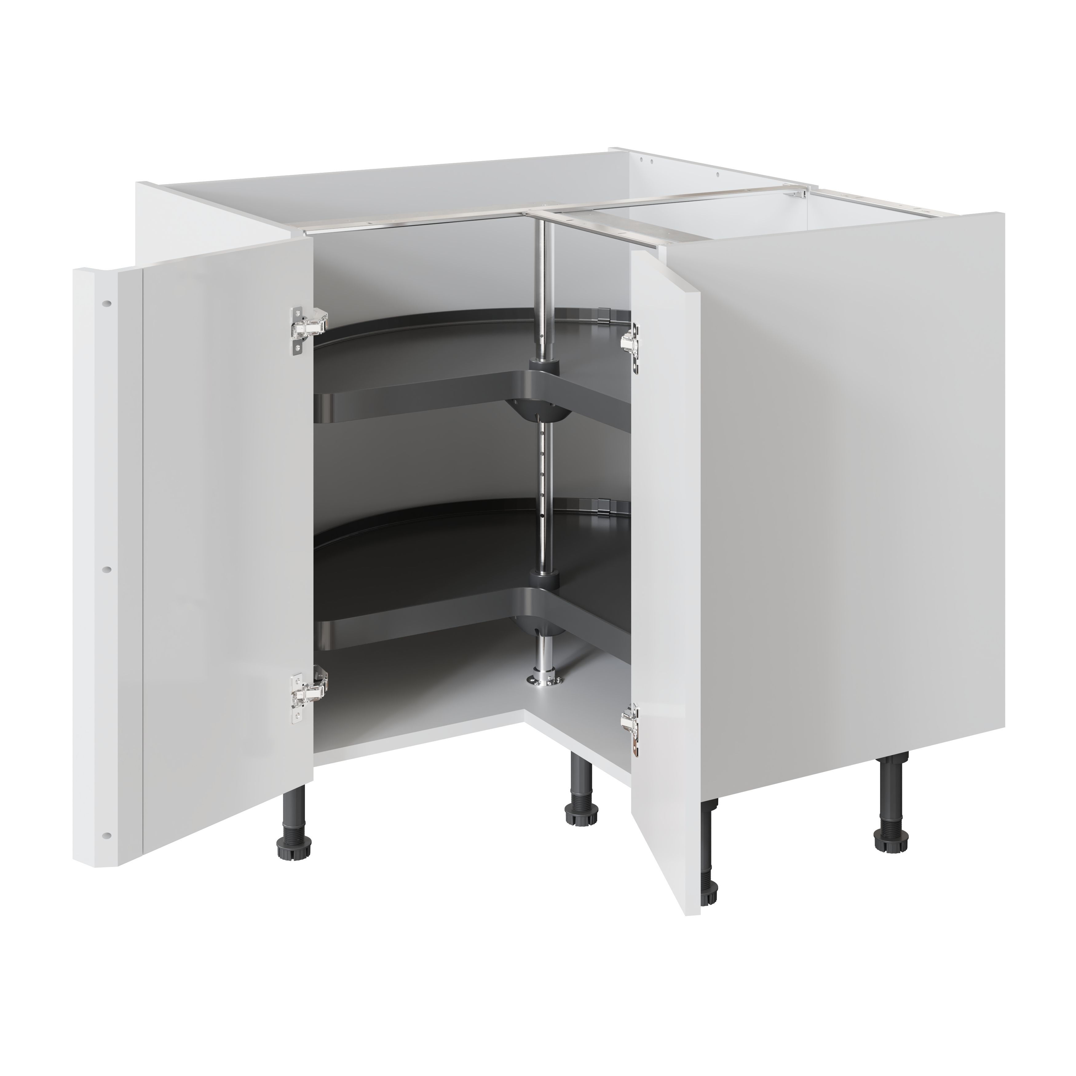Pebre Grey Three quarter Corner cabinet carousel, (W)824mm