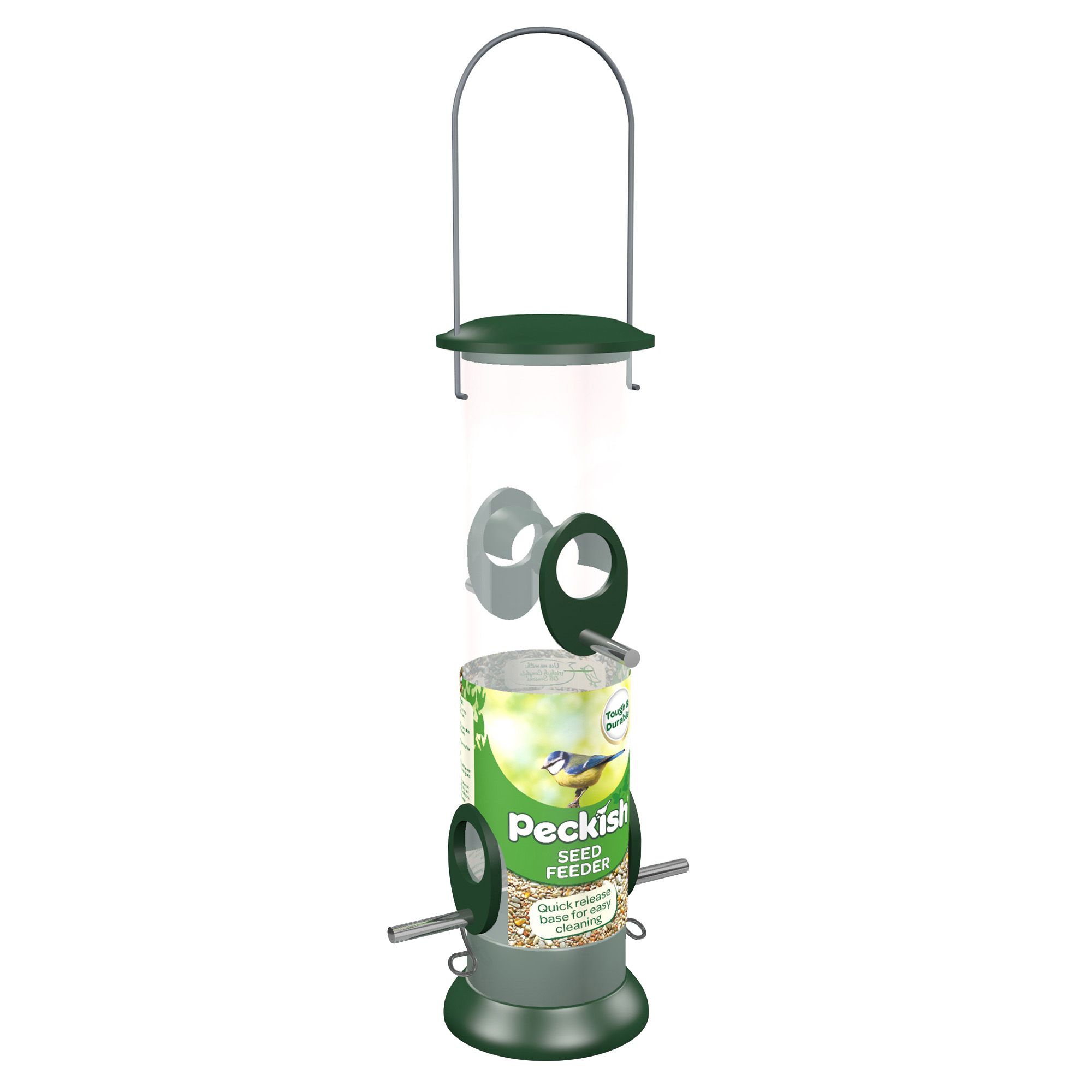 Peckish Plastic & steel Seed Green All weather Bird feeder 0.7L