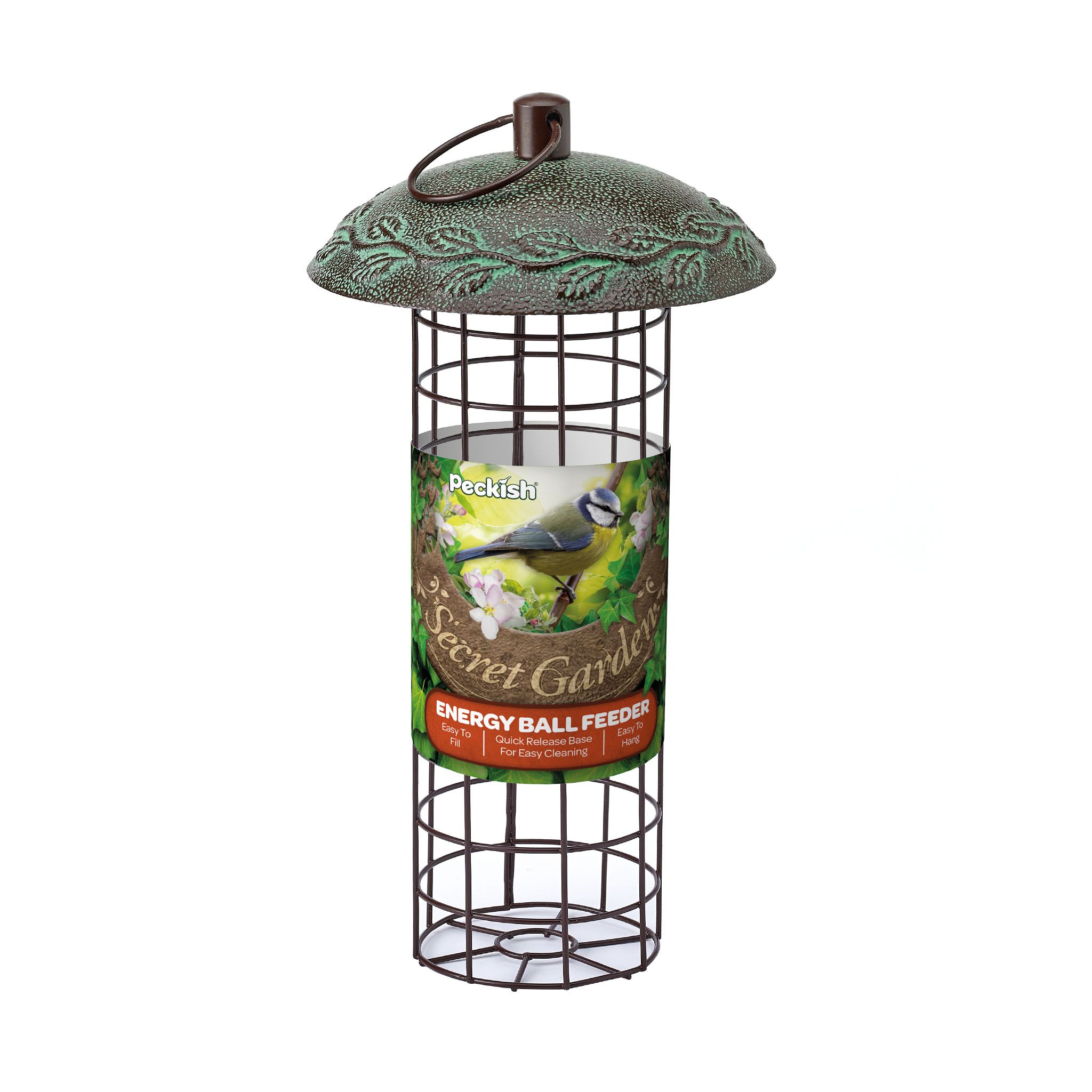 Peckish Secret garden Steel Energy ball Green Bird feeder 0.7L