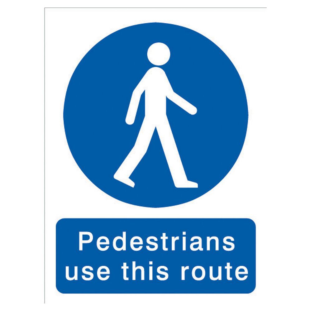 Pedestrians Must Use This Route Self-adhesive Labels, (h)200mm (w)150mm 