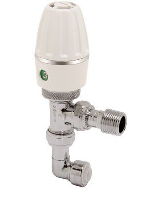 Pegler Terrier 3 White Thermostatic Radiator valve & lockshield