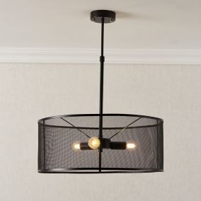 pendant Black 3 Lamp Pendant ceiling light, (Dia)500mm