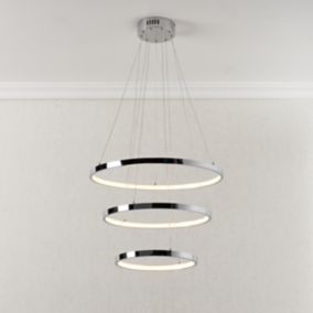 pendant Chrome effect 3 Lamp LED Pendant ceiling light, (Dia)512mm
