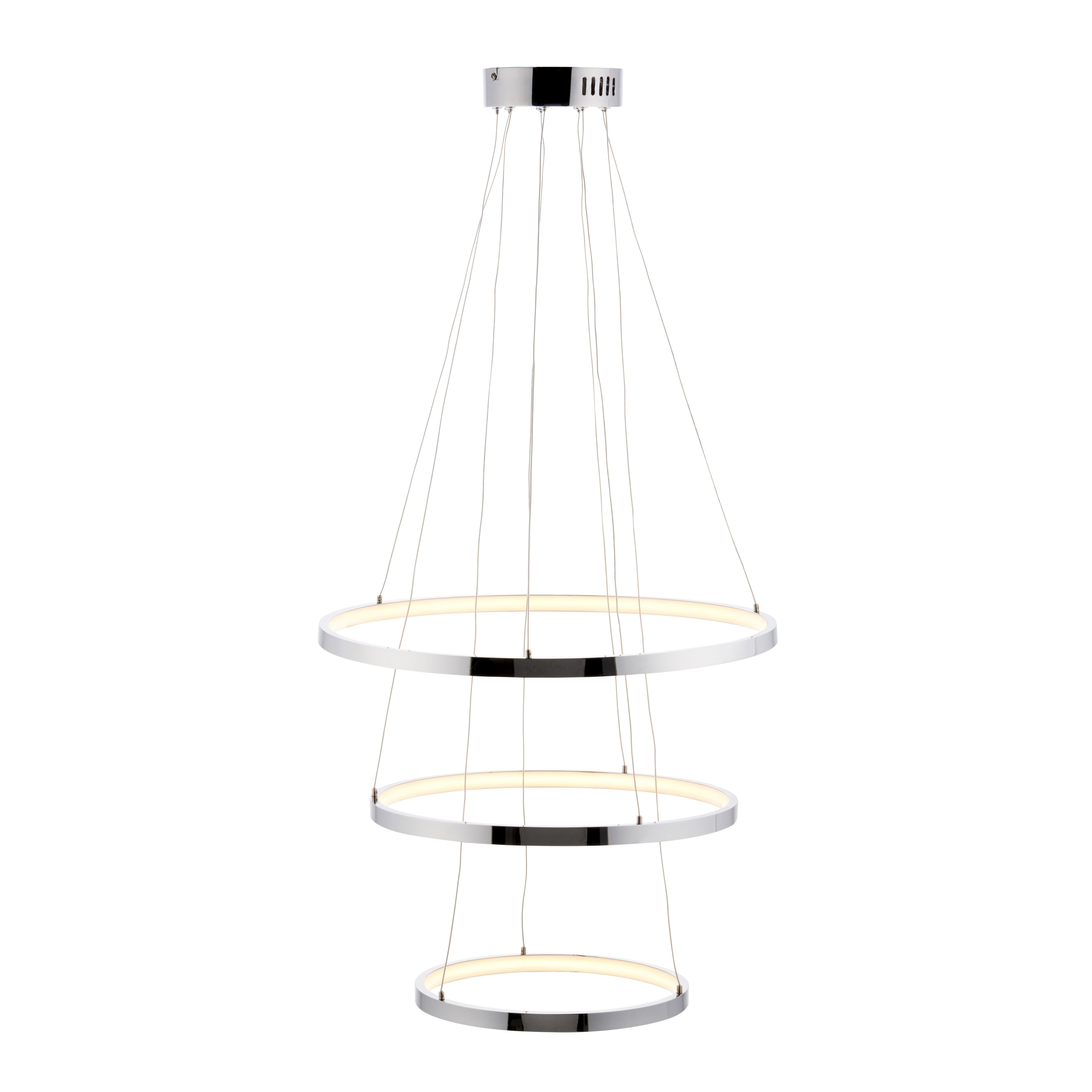 pendant Chrome effect 3 Lamp LED Pendant ceiling light, (Dia)512mm