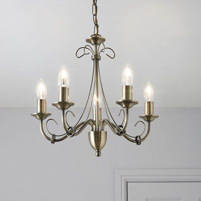 Pendant Gold effect 5 Lamp Pendant ceiling light, (Dia)420mm