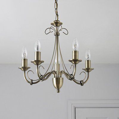 Pendant Gold effect 5 Lamp Pendant ceiling light, (Dia)420mm