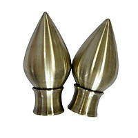 Penrith Antique brass effect Metal Teardrop Curtain pole finial (Dia)35mm, Pack of 2