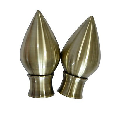 Finials For 28mm Curtain Pole Frosted Amber Glass Cone & polished Brass 250 