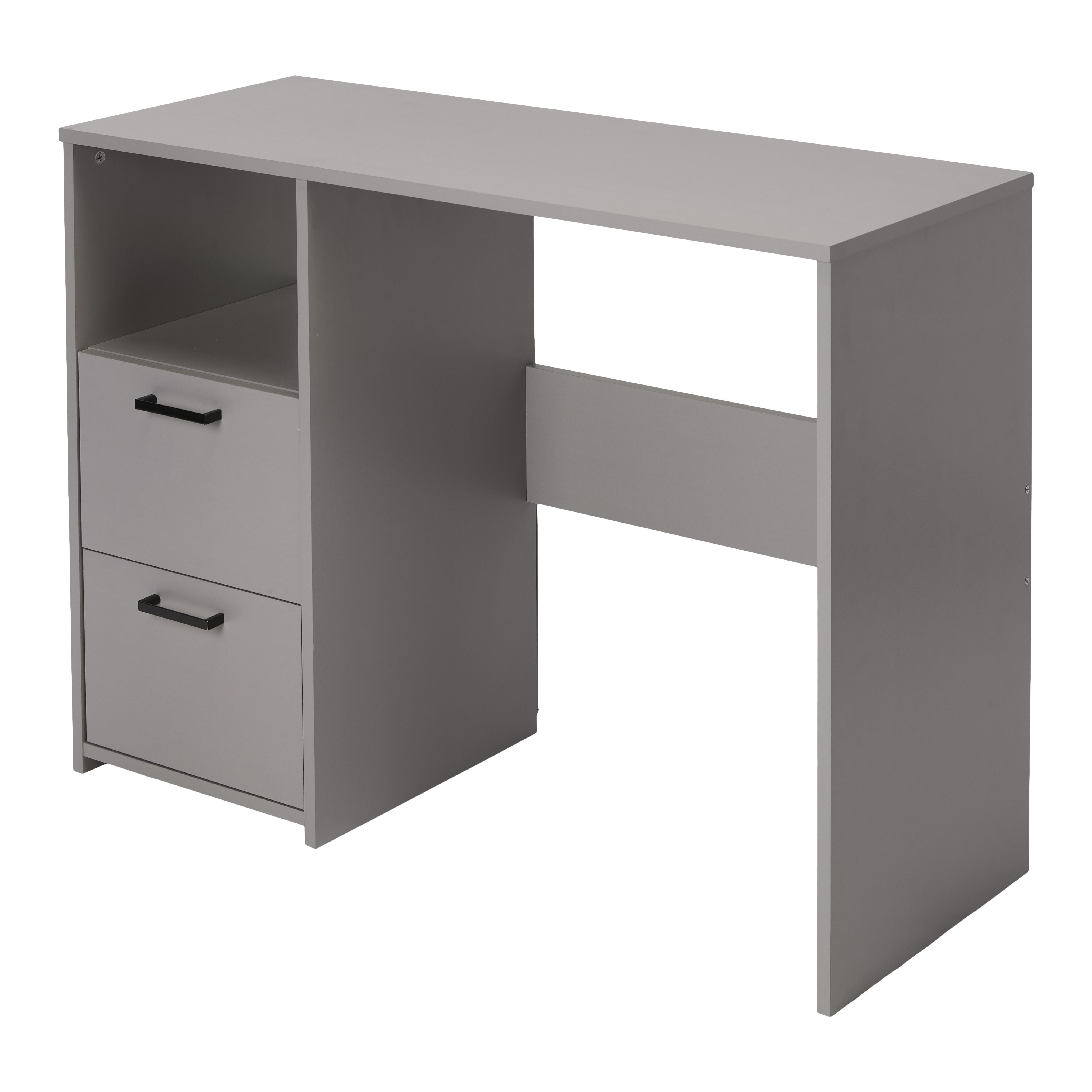 White and grey desk deals with drawers