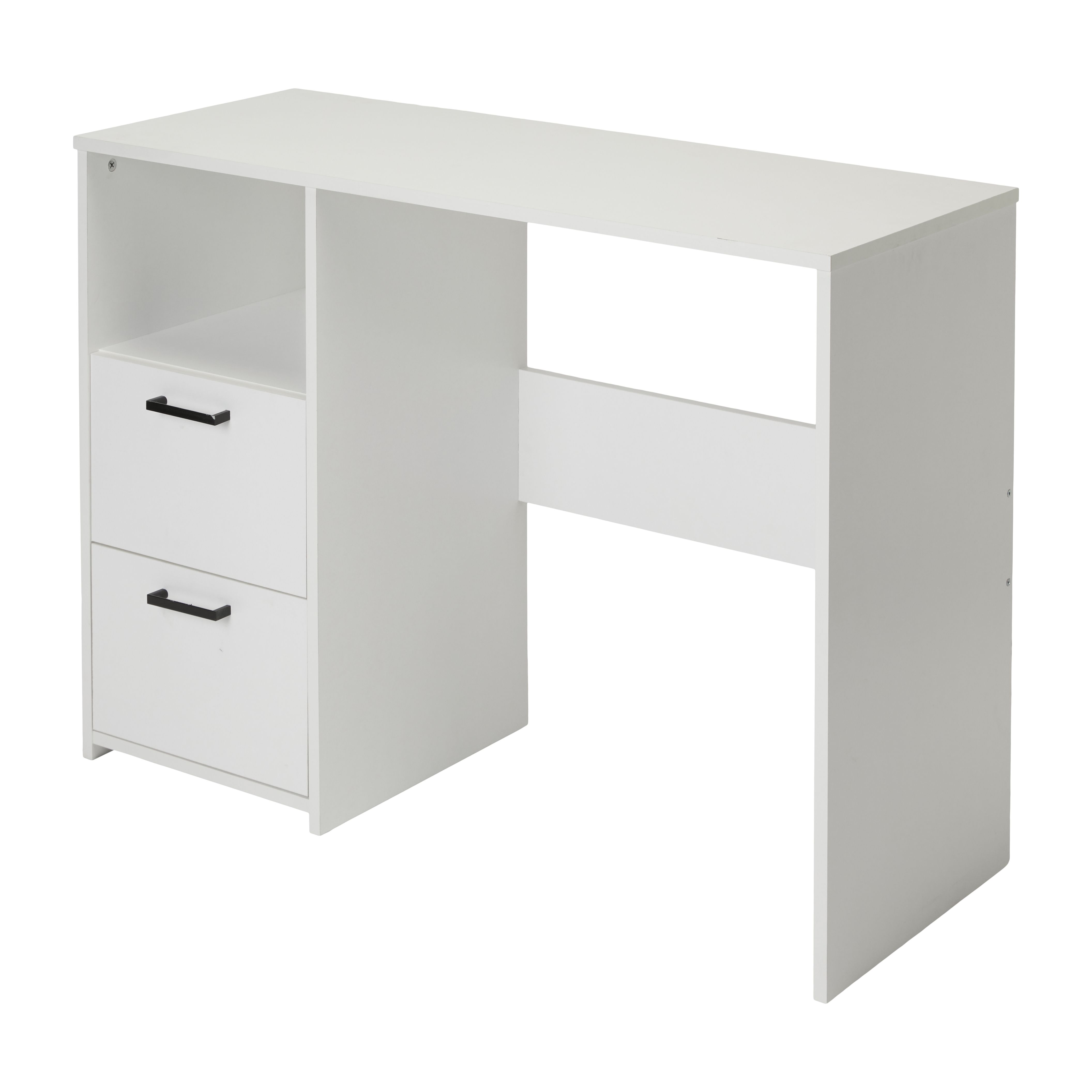 Penwith Matt white 2 drawer Desk (H)731mm (W)996mm | DIY at B&Q