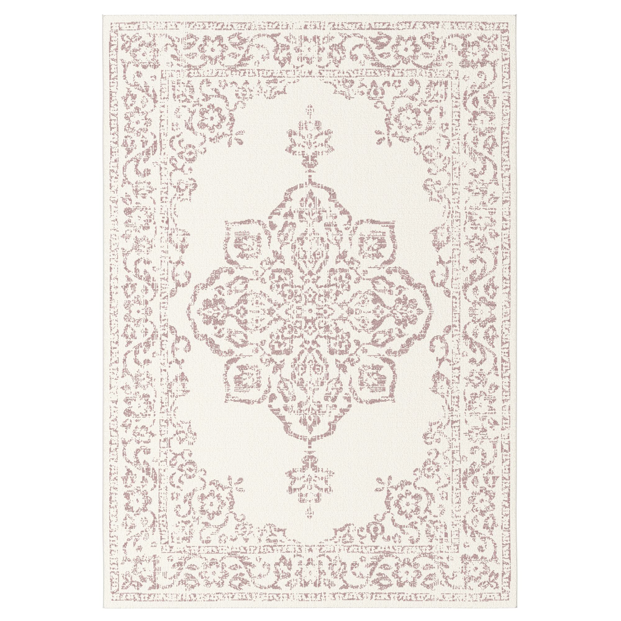 Peony Pink Flatweave Medium Indoor & outdoor Rug, (L)170cm x (W)120cm