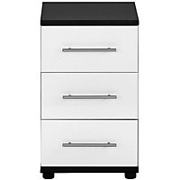 Perla Black & white oak effect 3 Drawer Chest of drawers (H)662mm (W)404mm (D)424mm