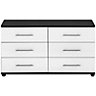 Perla Black & white oak effect 6 Drawer Chest of drawers (H)662mm (W)1204mm (D)424mm