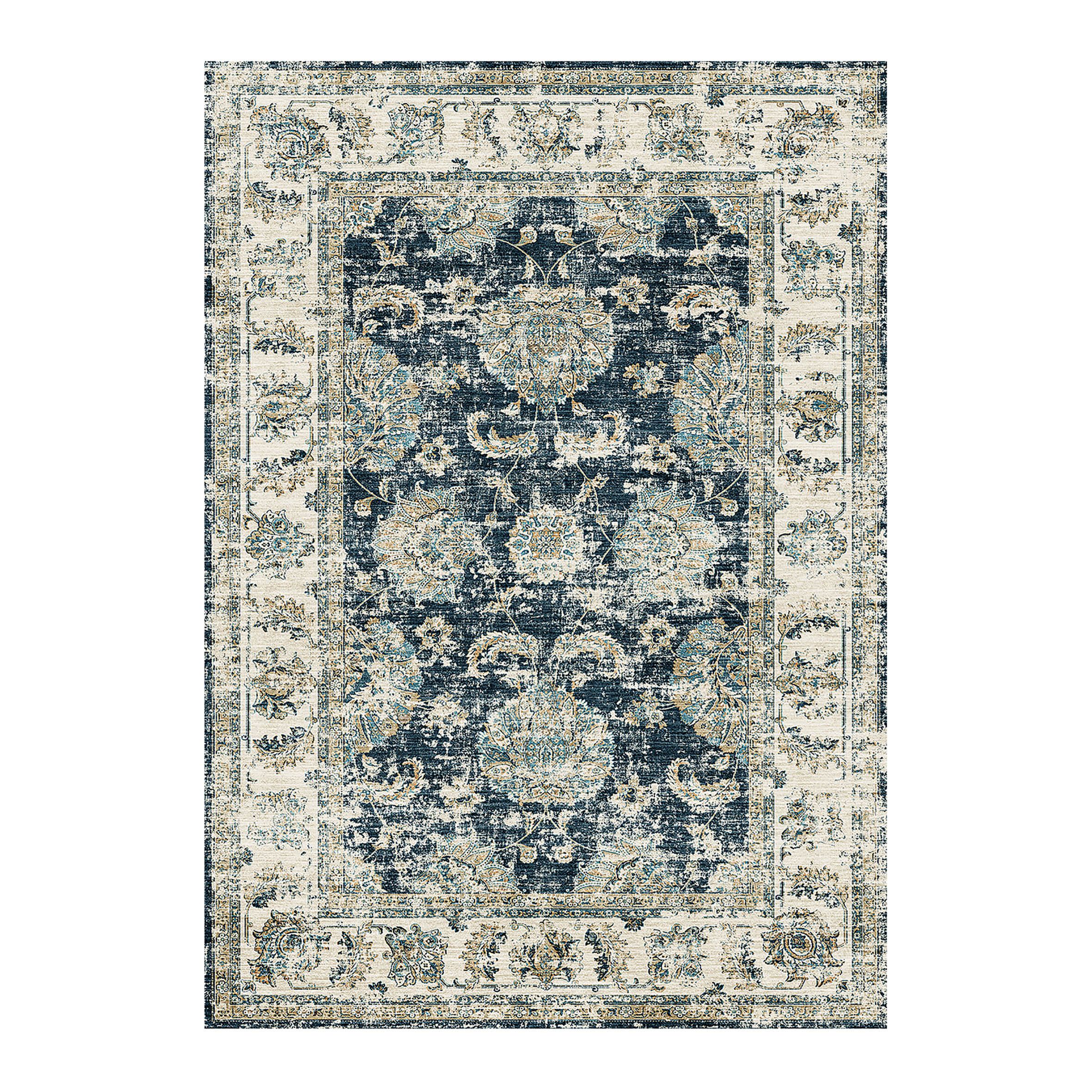 Perla Blue Traditional Medium Rug, (L)160cm x (W)120cm