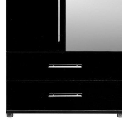 Perla Gloss black oak effect 4 Drawer Triple Wardrobe (H)1879mm (W)1204mm (D)525mm