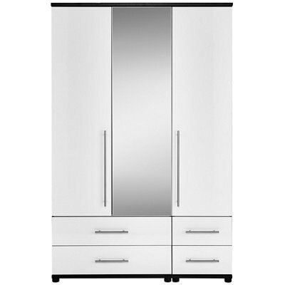 Perla Gloss white oak effect 4 Drawer Triple Wardrobe (H)1879mm (W)1204mm (D)525mm