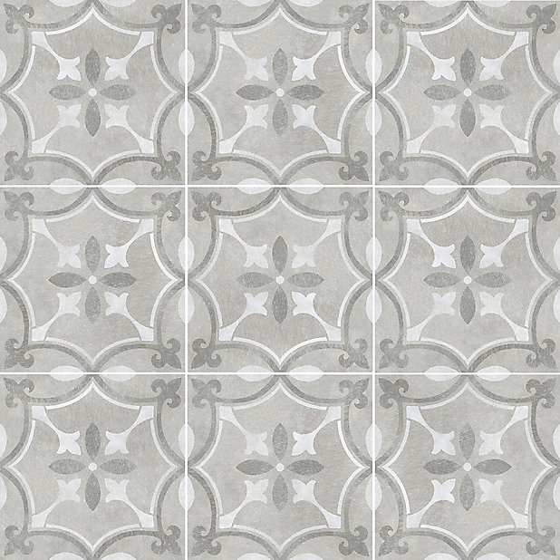 Perla Grey Patterned Ceramic Wall, Patterned Ceramic Floor Tile