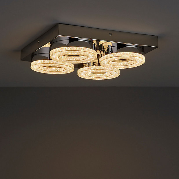 Fama Brushed Chrome effect 4 Lamp Ceiling light 