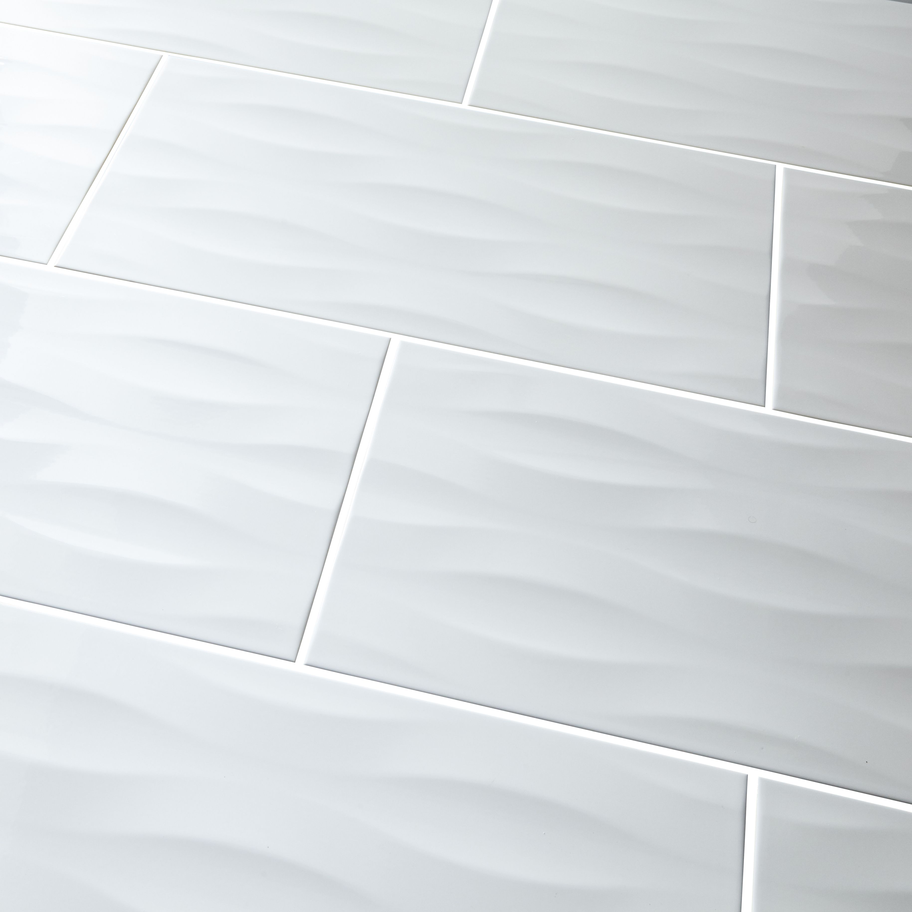 Perouso White Gloss 3D decor Embossed Ceramic Indoor Wall Tile - 3