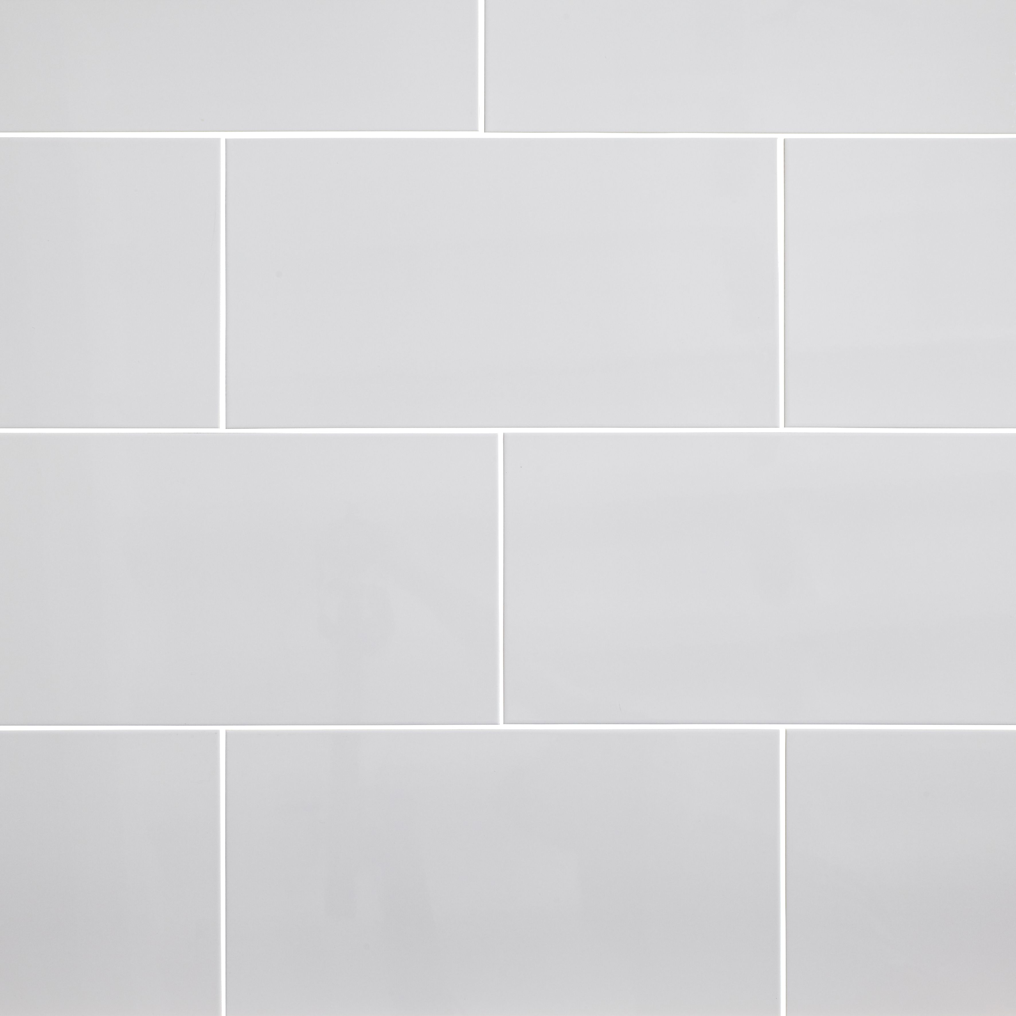 Perouso White Plain Ceramic Wall Tile Sample - 3