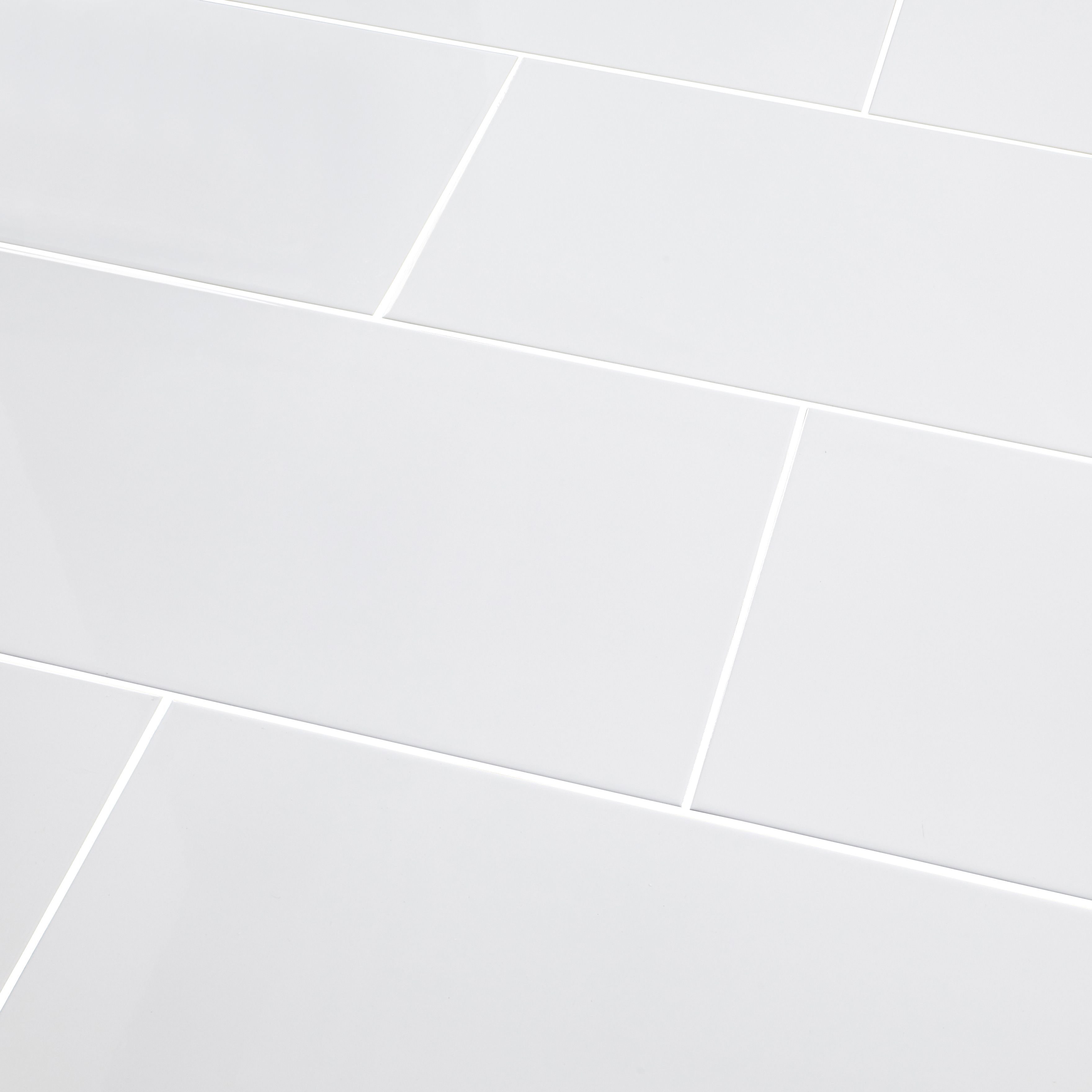 Perouso White Plain Ceramic Wall Tile Sample - 4