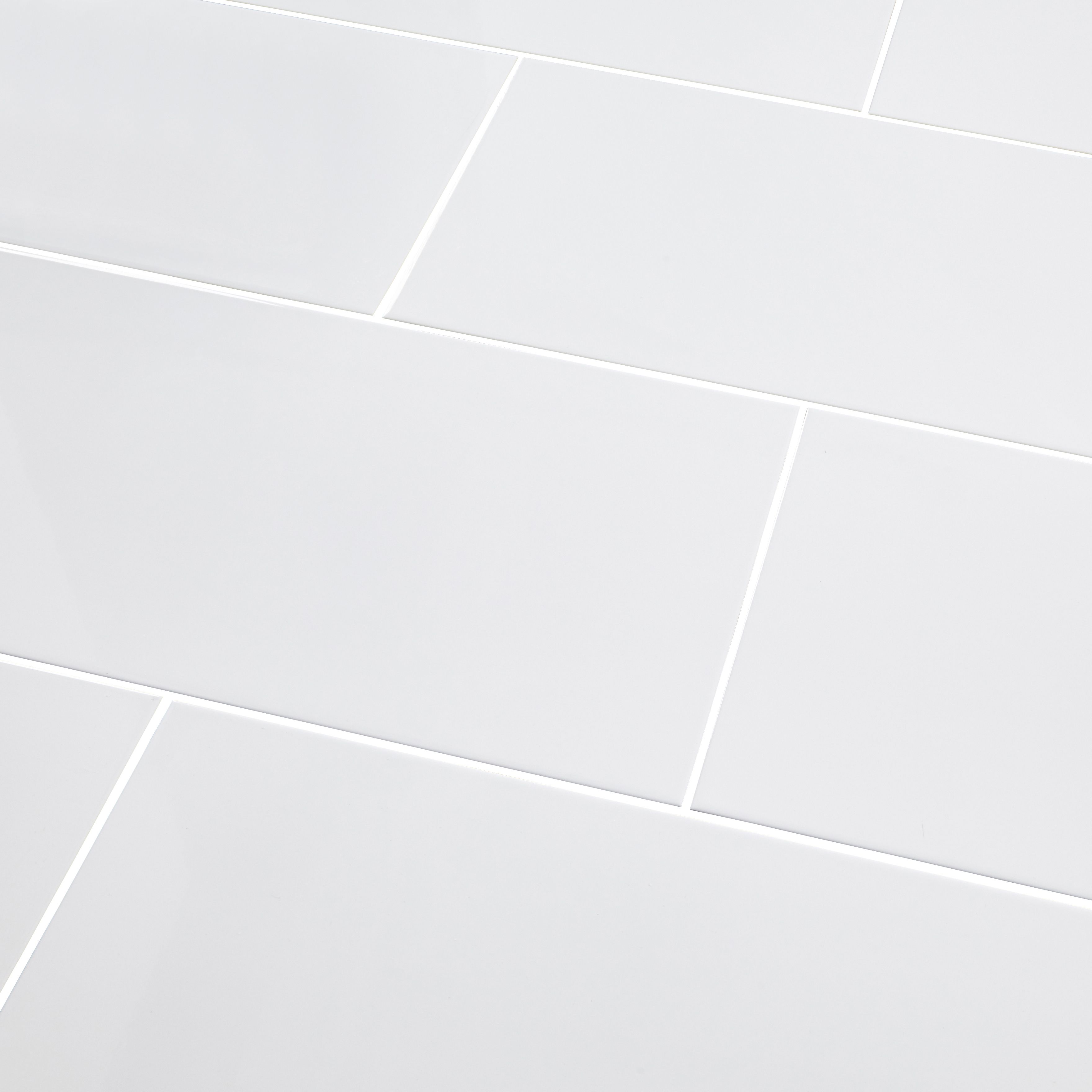 Perouso White Gloss Ceramic Wall Tile Sample