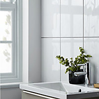 Perouso White Gloss Concrete effect Ceramic Wall Tile Sample