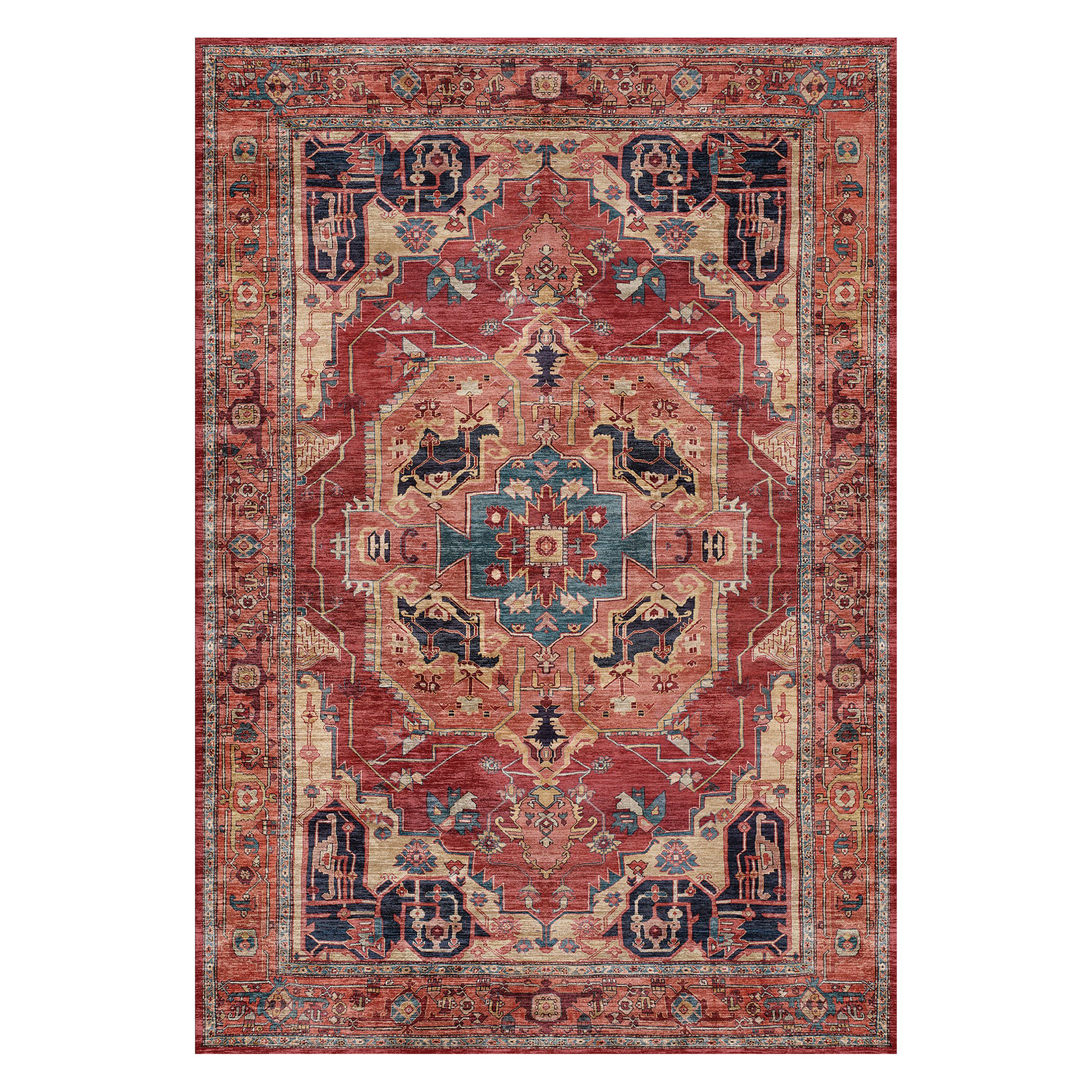 Persian Chenille Red Traditional Medium Rug, (L)170cm x (W)120cm