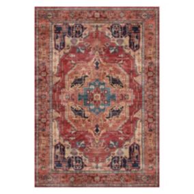 Persian Chenille Red Traditional Medium Rug, (L)170cm x (W)120cm