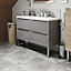 Pesaro Anthracite Matt Stone effect Porcelain Indoor Wall & floor Tile, Pack of 3, (L)600mm (W)600mm
