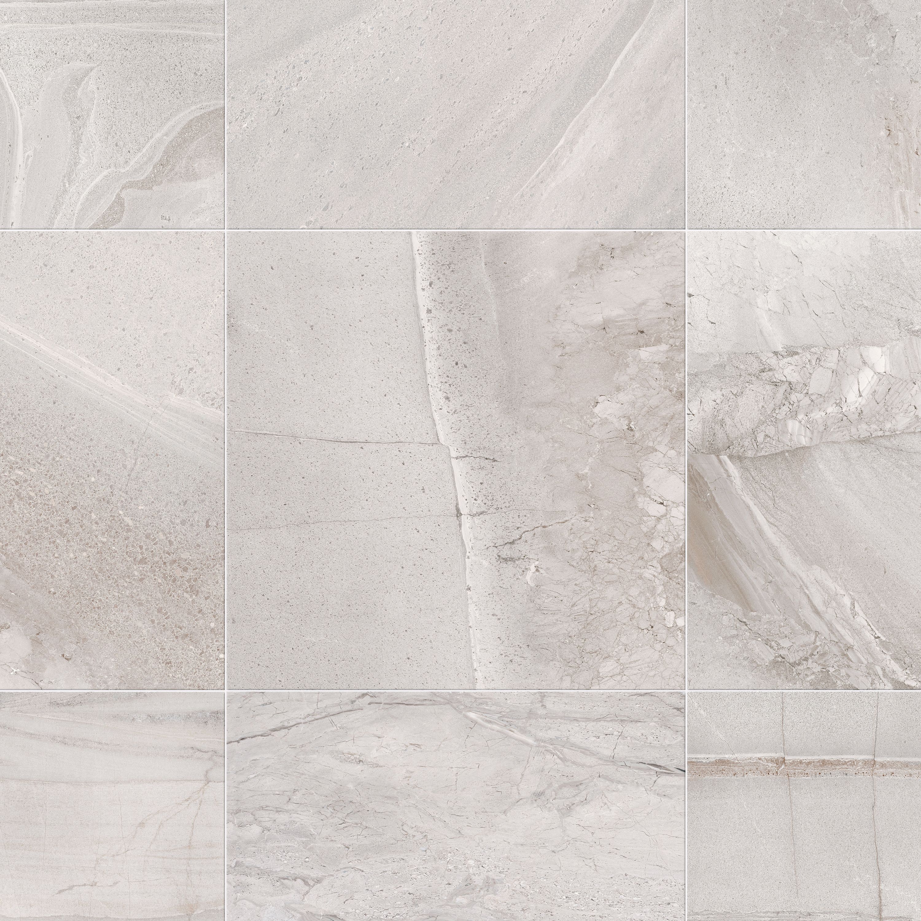 Pesaro Grey Matt Stone effect Porcelain Indoor Wall & floor Tile, (L)600mm (W)600mm, 1.08m²