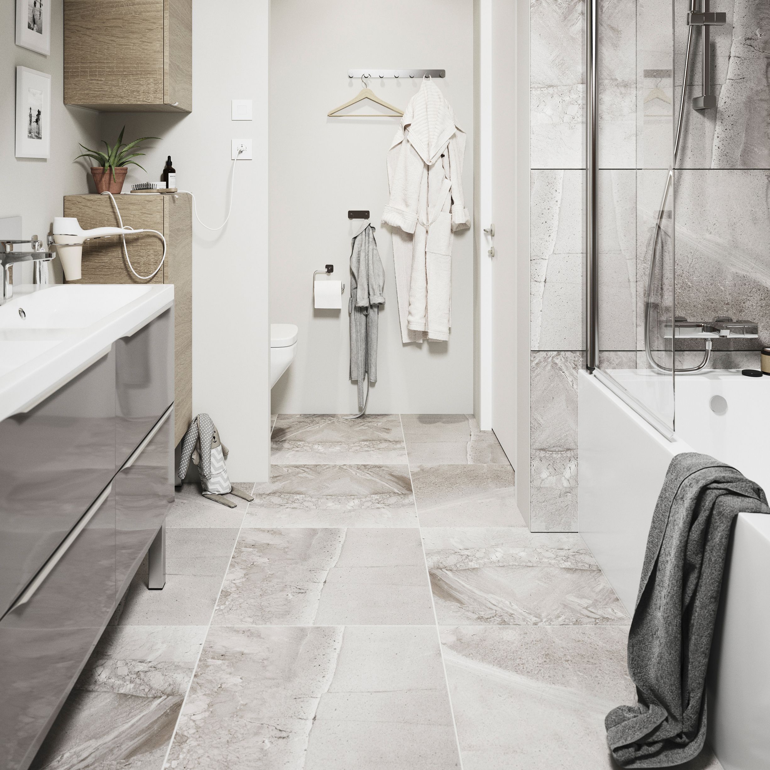 Pesaro Grey Matt Stone effect Porcelain Indoor Wall & floor Tile - 9