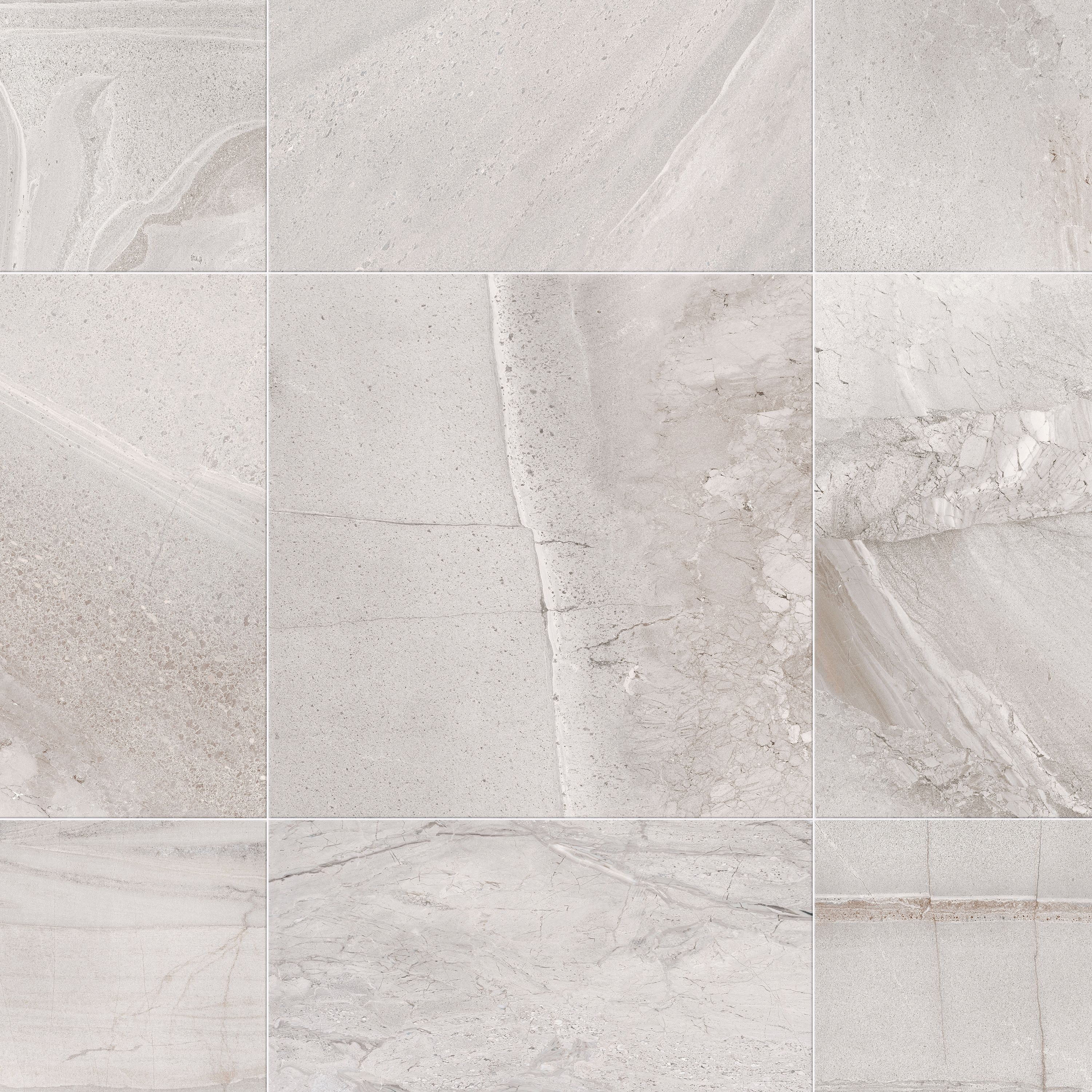 Pesaro Grey Matt Stone effect Porcelain Indoor Wall & floor Tile