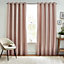 Petal Pink Woven Lined Eyelet Curtains (W)117cm (L)137cm, Pair