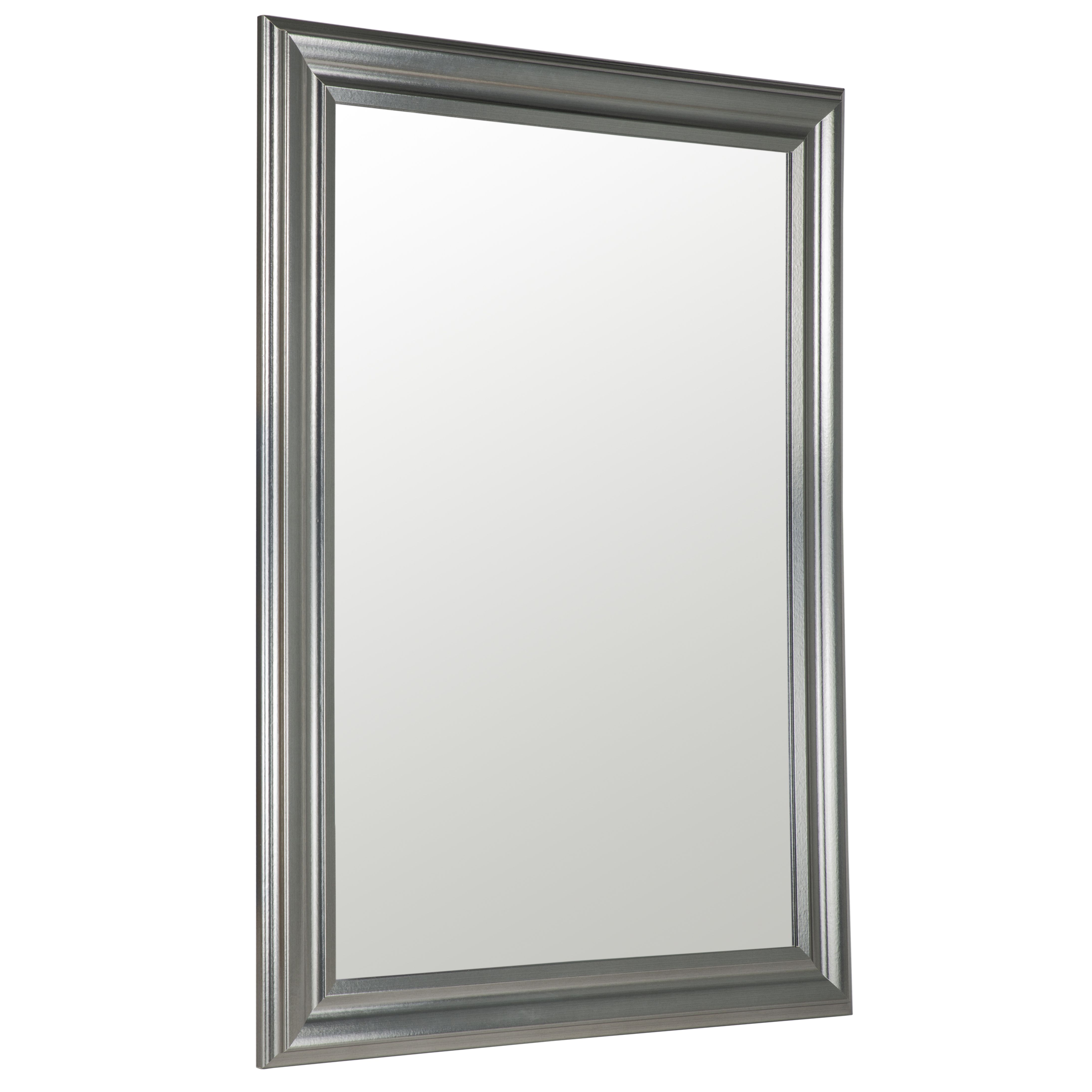 Pewter effect Rectangular Wall-mounted Framed Mirror, (H)106cm (W)76cm