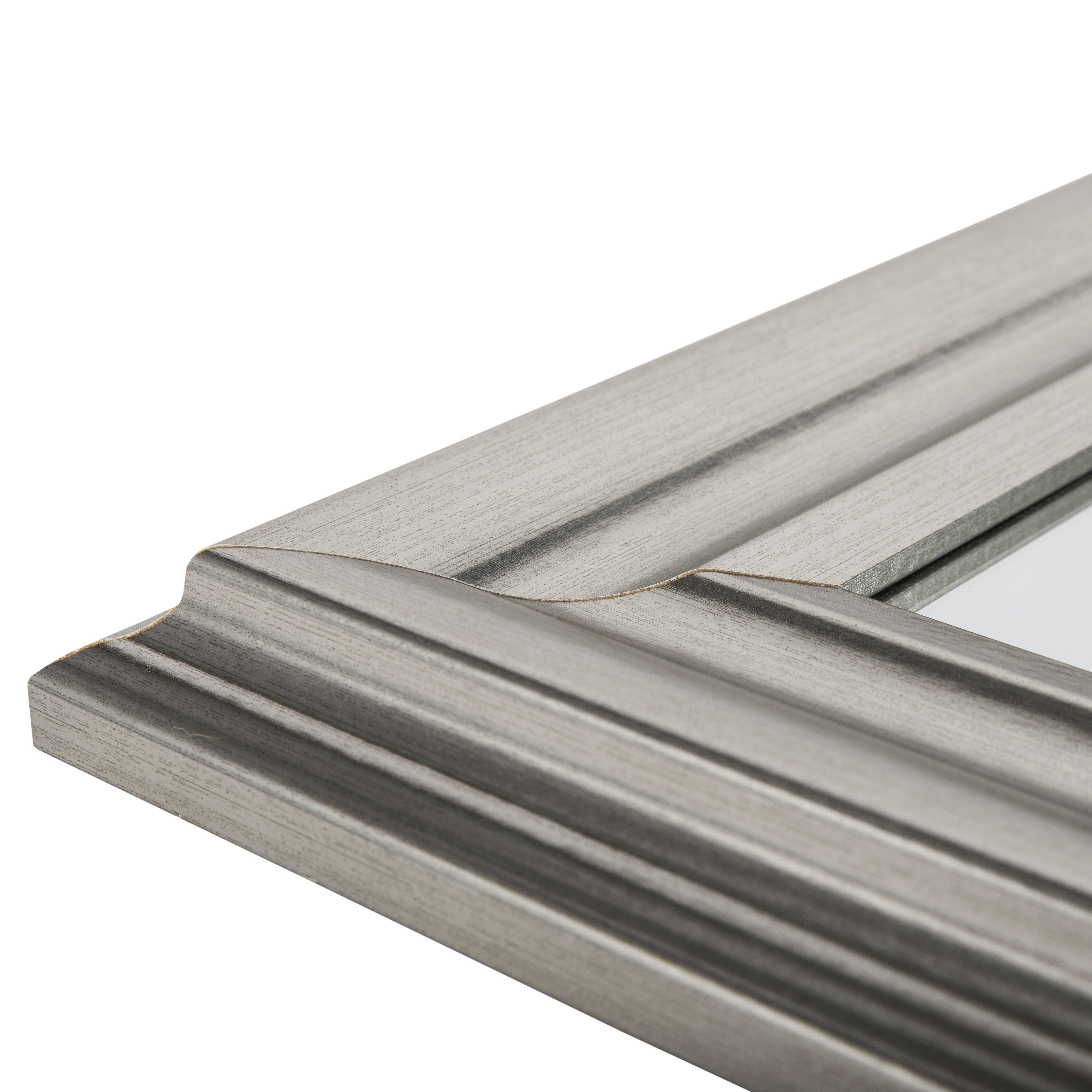 Pewter effect Rectangular Wall-mounted Framed Mirror, (H)106cm (W)76cm