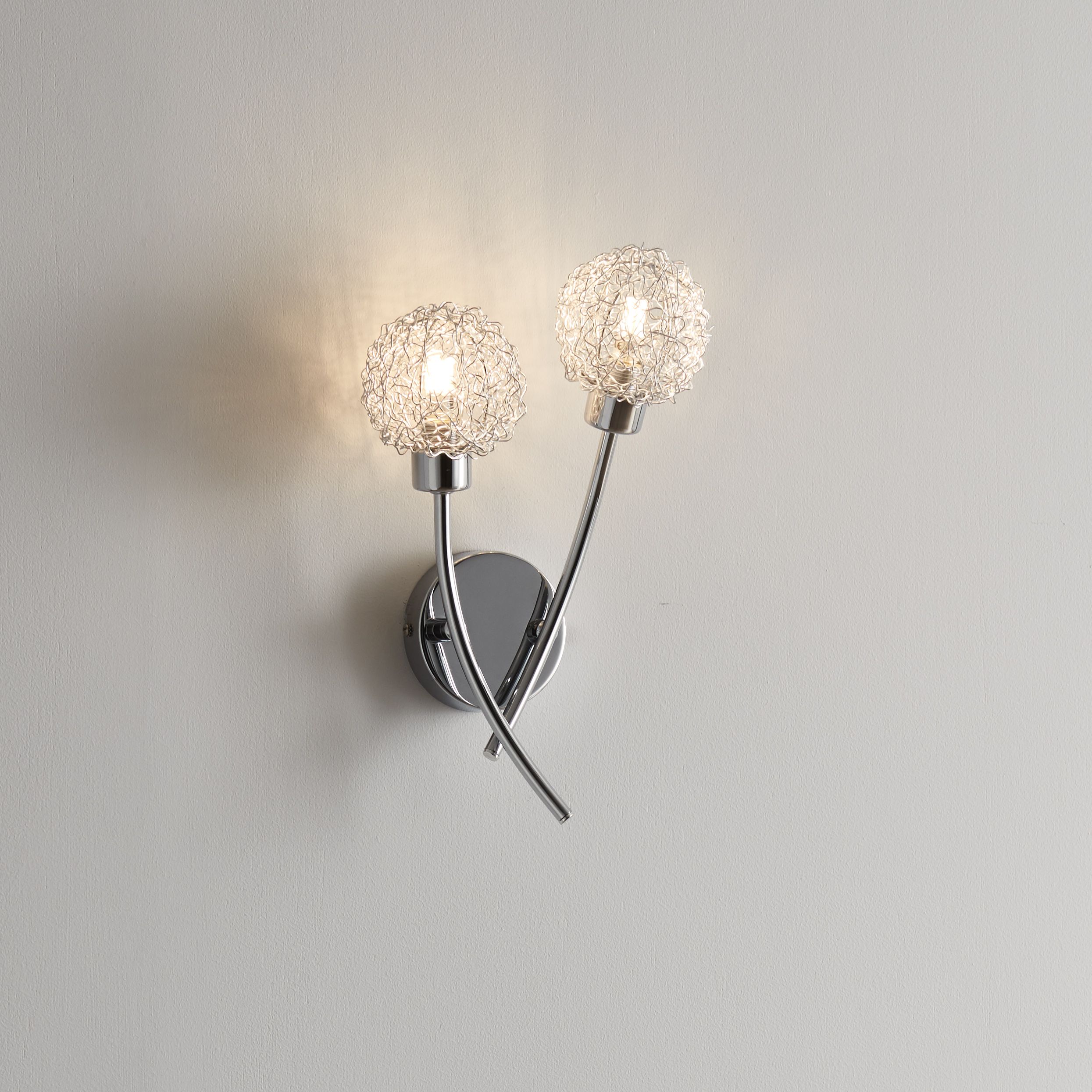 Phaidros Chrome effect Double Wired Wall light