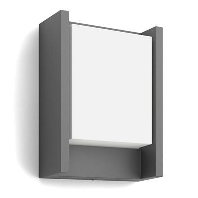 Philips Arbour Fixed Matt Anthracite Mains-powered LED Outdoor Panel Wall light 600lm