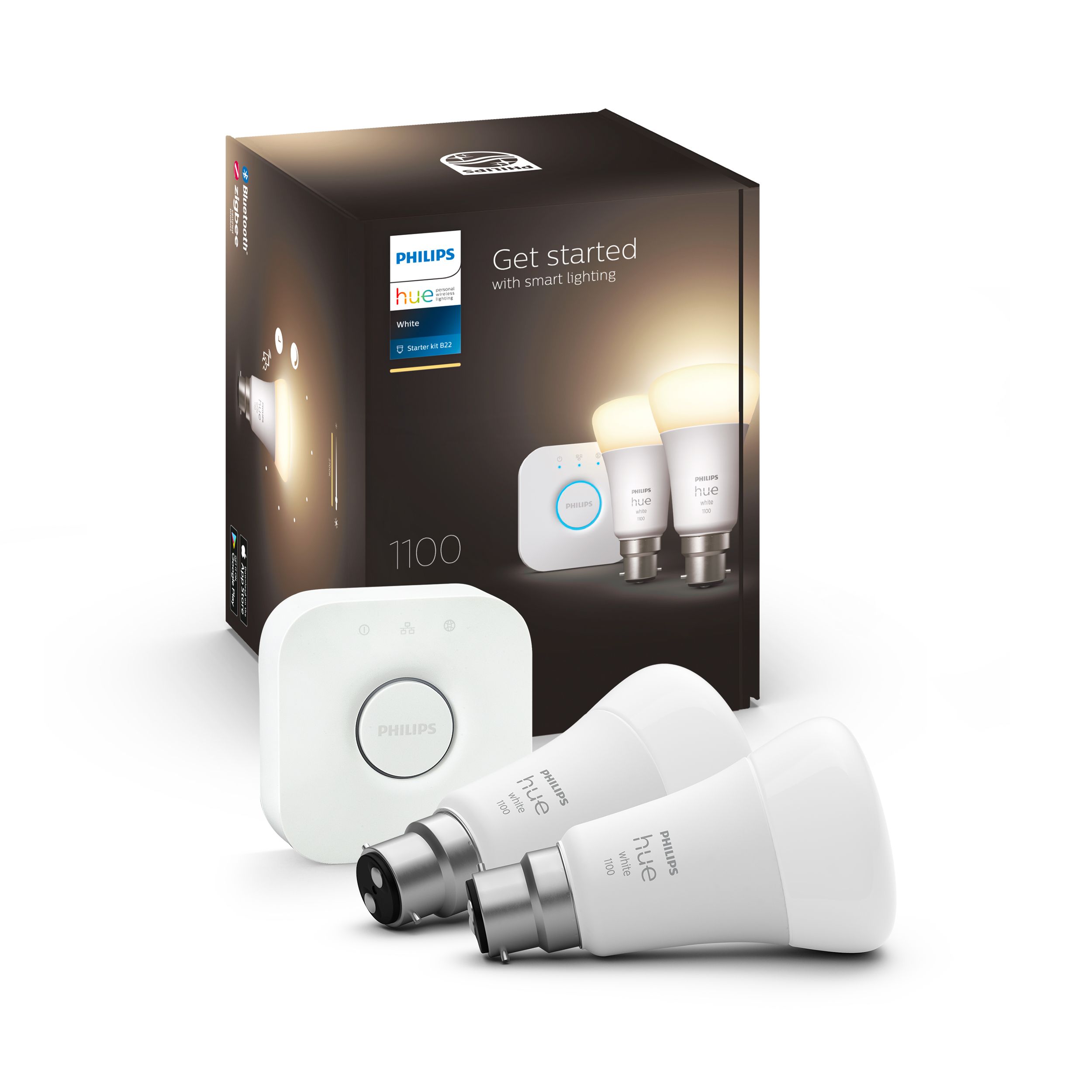 Philips B22 LED Cool white & warm white A60 Non-dimmable Smart lighting starter kit