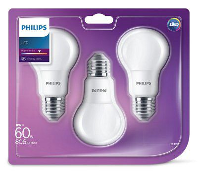 Philips LED A19 E26 8W Ampoule A-Line, Jaune 4-Pack