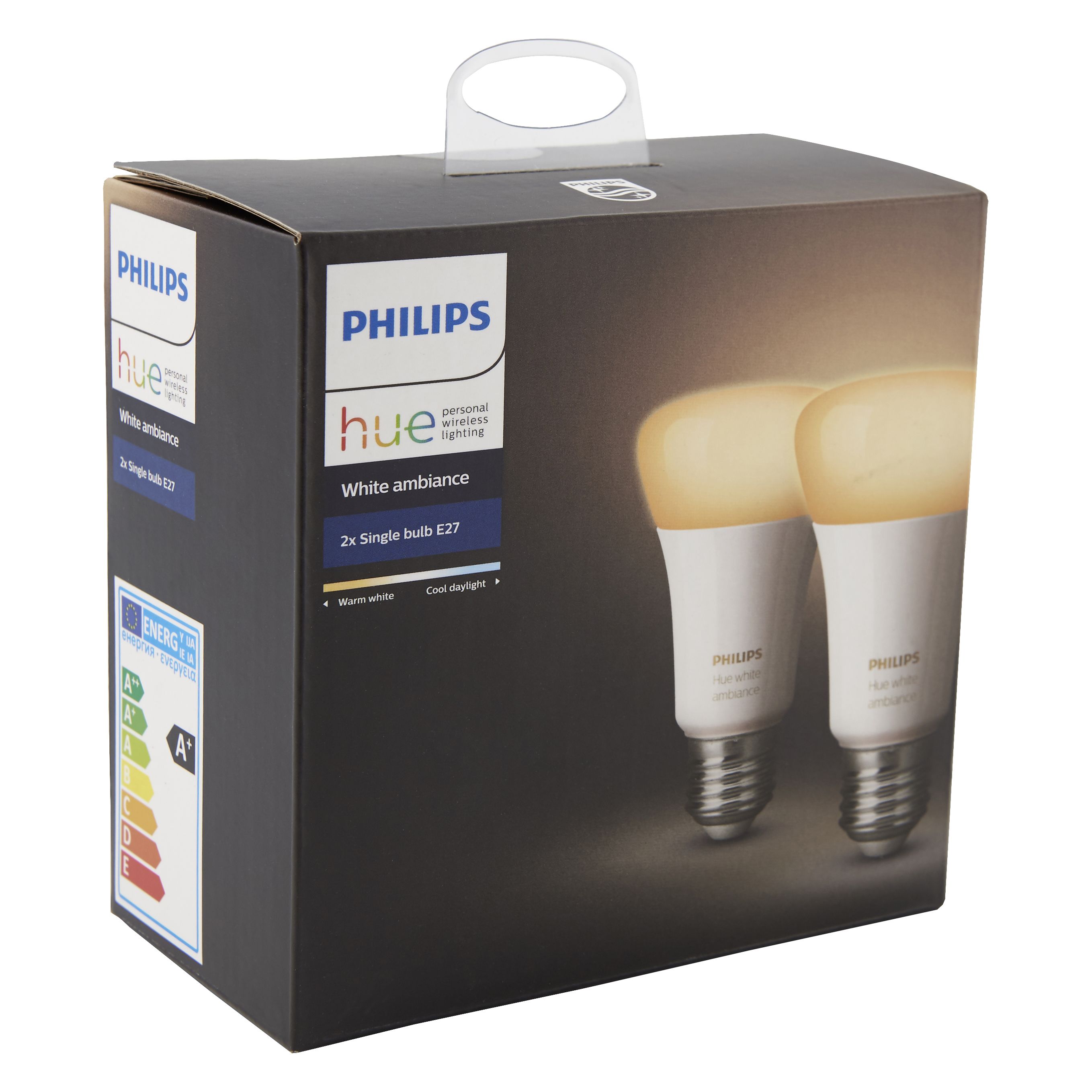 Philips Hue E27 60W LED Cool white & warm white GLS Dimmable Light bulb Pack of 2