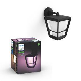 Philips Hue Fixed Black & white Mains-powered LED Outdoor Wall light 1150lm (Dia)19.4cm