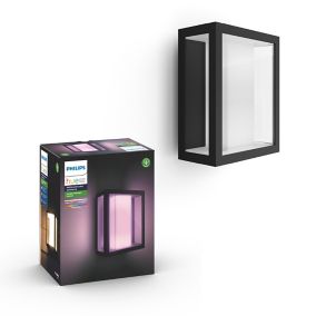 Philips Hue Fixed Black & white Mains-powered LED Outdoor Wall light 1200lm (Dia)19cm