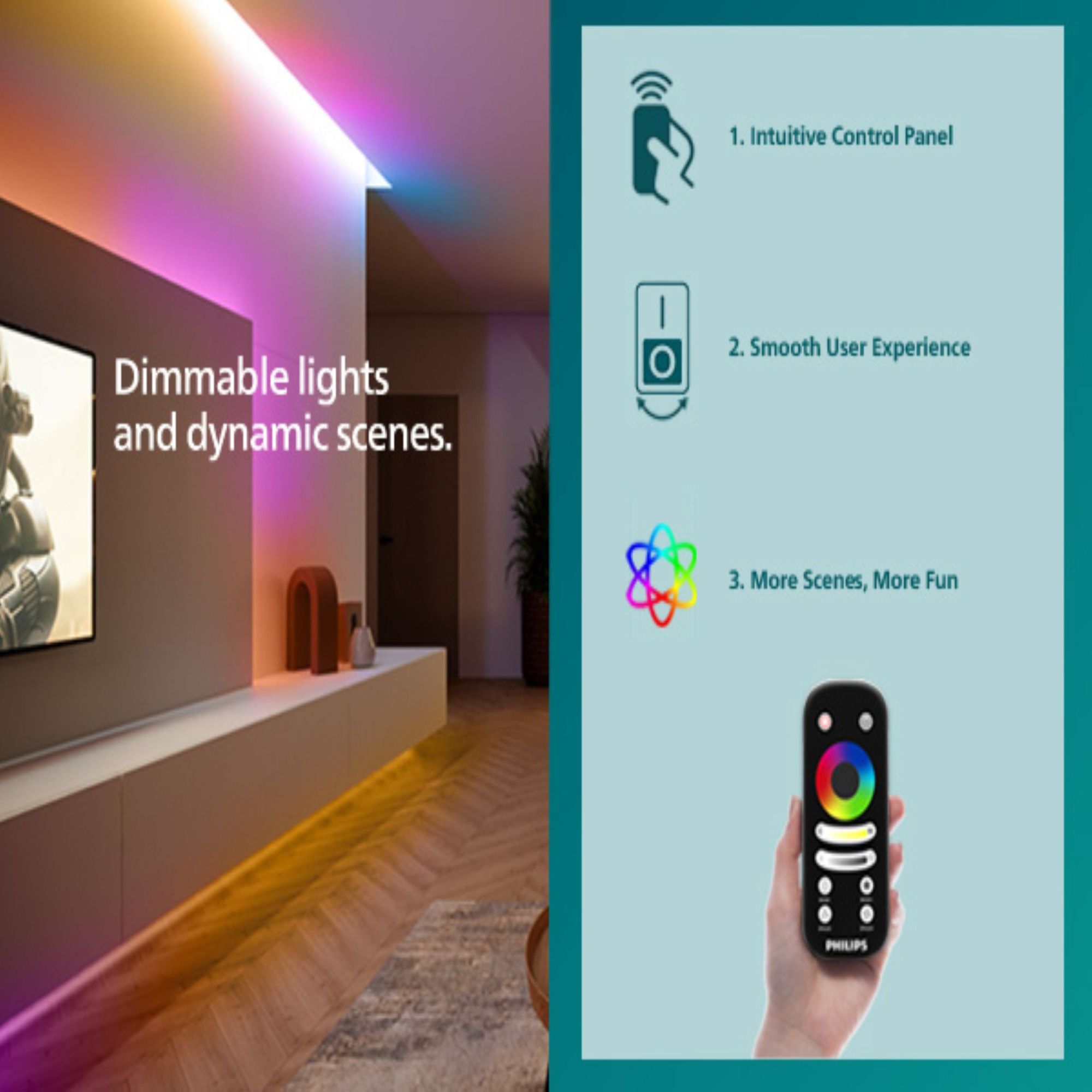 Philips Mains-powered (plug-in) LED Multicolour Strip light IP20 1400lm ...